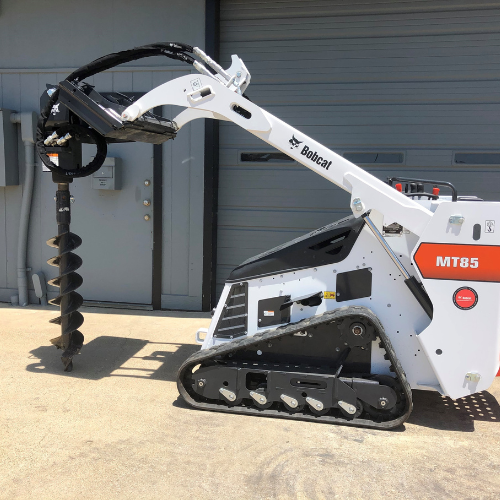A Bobcat auger in the Stellar Rentals Texas parking lot.
