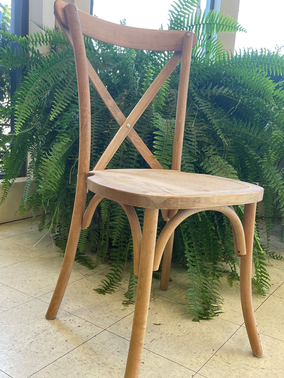 Natural Wood Cross Back Chair